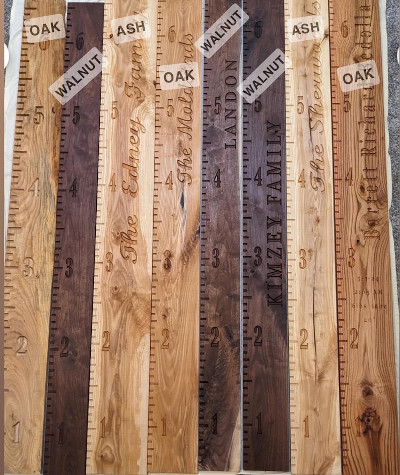 Boho Farmhouse Height Growth Chart, One Piece Wood, Measuring Ruler Children's Room , Personalize Measuring, Free Shipping, Made to Order image 1