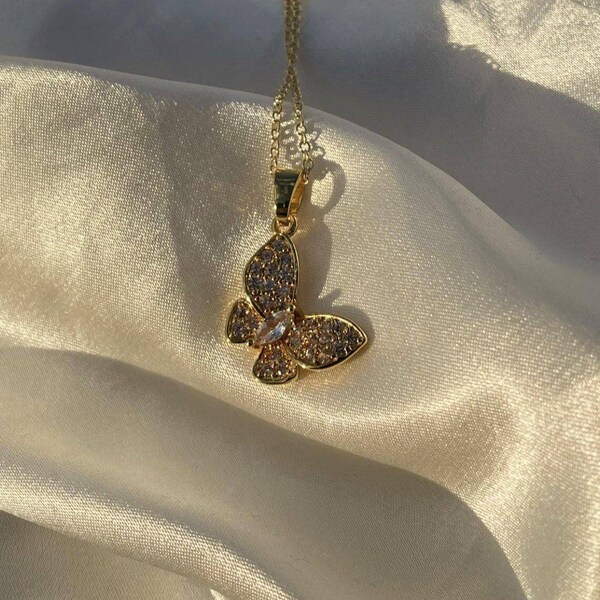 18K Gold Filled Butterfly Monarch Necklace - SP Inc
