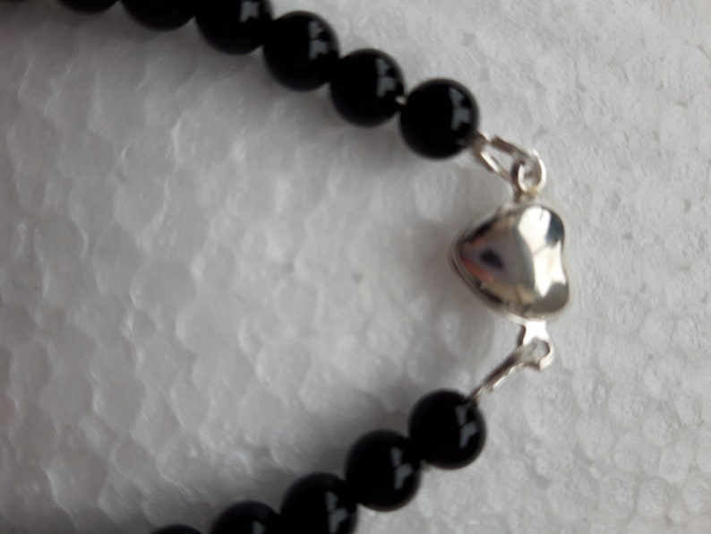 Black Agate Heart Charm Bracelet