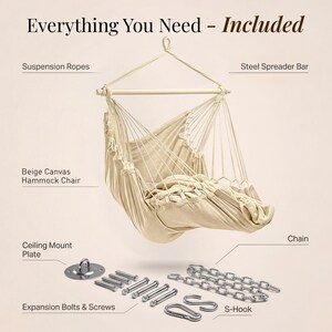 Hanging Hammock Chair Swing – Hanging Chair Indoor/Outdoor – Quick and Easy Setup with Hardware Kit – Durable & Spacious Full Body Support image 6