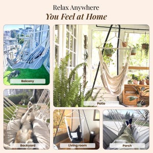 Hanging Hammock Chair Swing – Hanging Chair Indoor/Outdoor – Quick and Easy Setup with Hardware Kit – Durable & Spacious Full Body Support image 7
