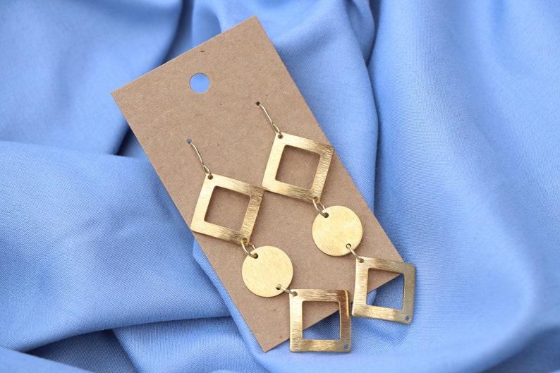 Brass Earrings Dangle Earrings Geometric Brass Dangle Earrings