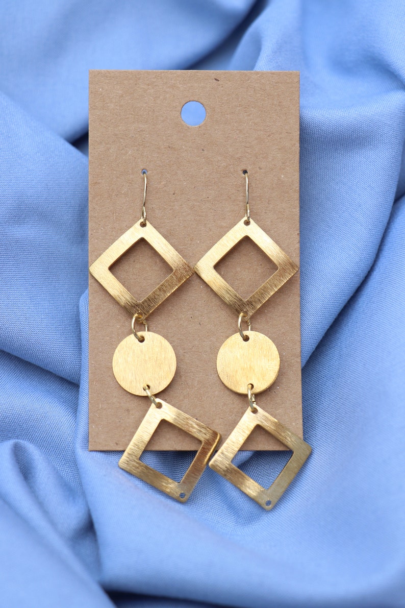 Brass Earrings Dangle Earrings Geometric Brass Dangle Earrings