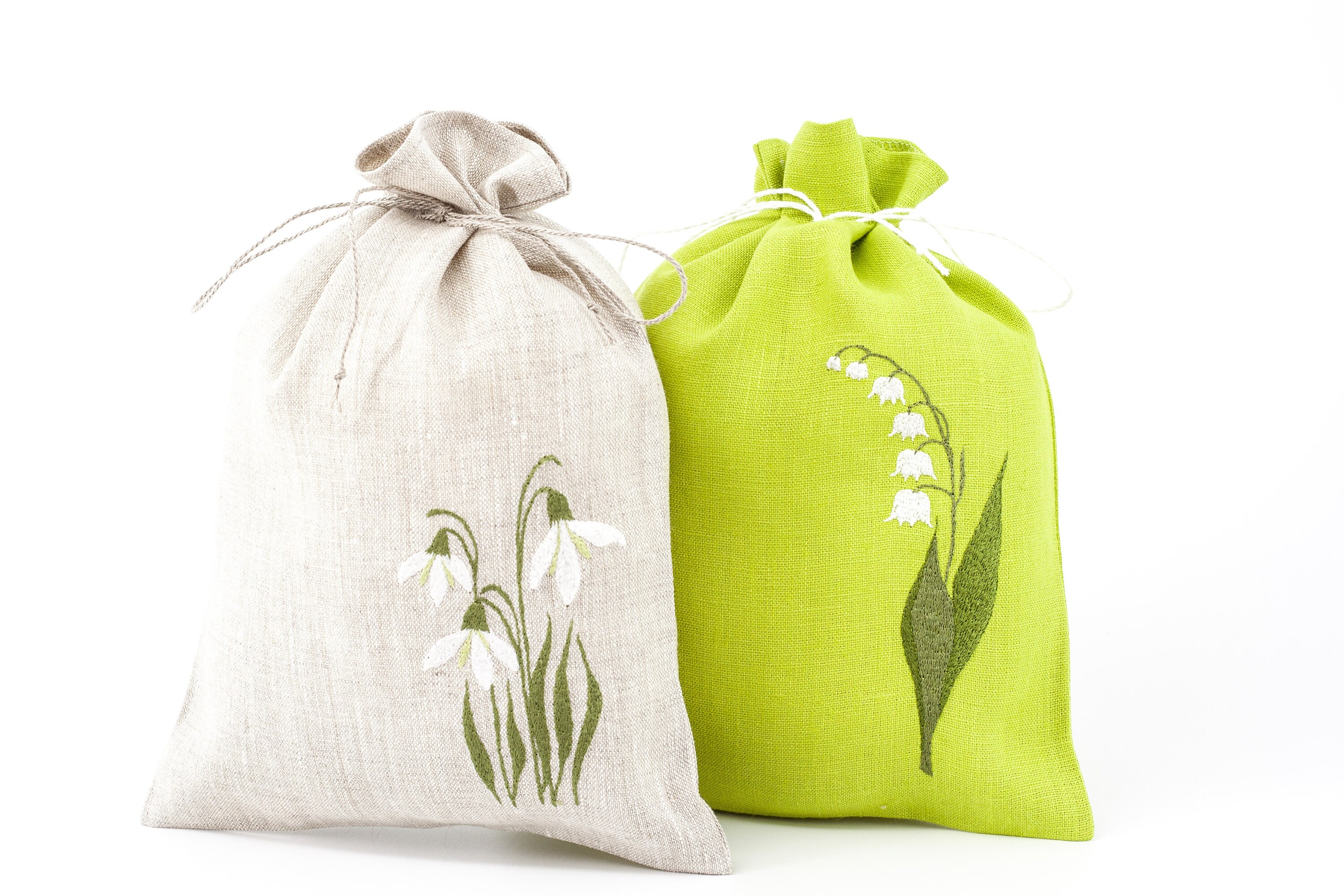 Linen Bags Set of 2 Embroidered Linen Bags for Gifts Flax Etsy