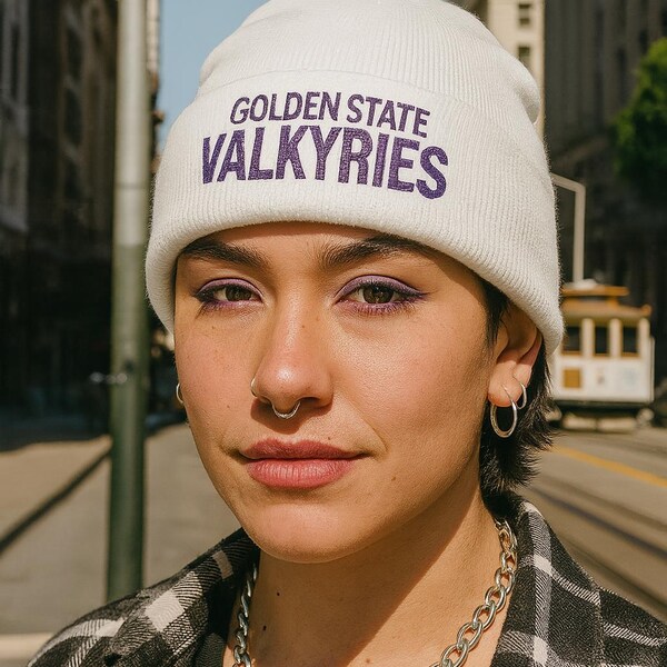 Golden State Valkyries Knit Beanie: Purple Embroidery, WNBA Fan Gear