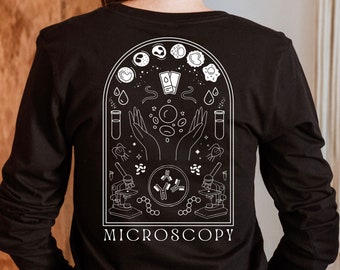 Microscopy Tarot Card Inspired Unisex Long Sleeve Tee, Laboratory Shirt