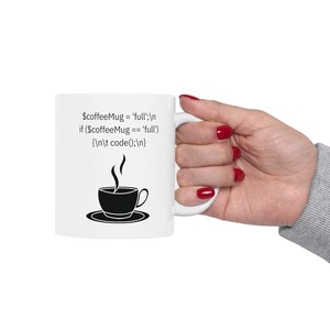 Caneca de cerâmica de 325ml (11oz) para programação PHP, presente ideal para desenvolvedores de software. imagem 5