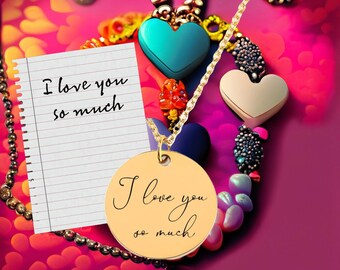 Handschriftliche Nachricht Anhänger Halskette, personalisierte Love Note Schmuck