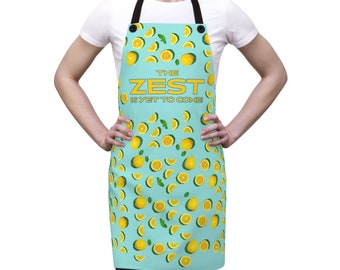 Lemon Pattern Apron Citrus Lemons Apron Lemon Zest Apron Stylish Lemon Cooking Apron Old Fashioned Lemon Apron Baby Blue Baking Apron Lemons