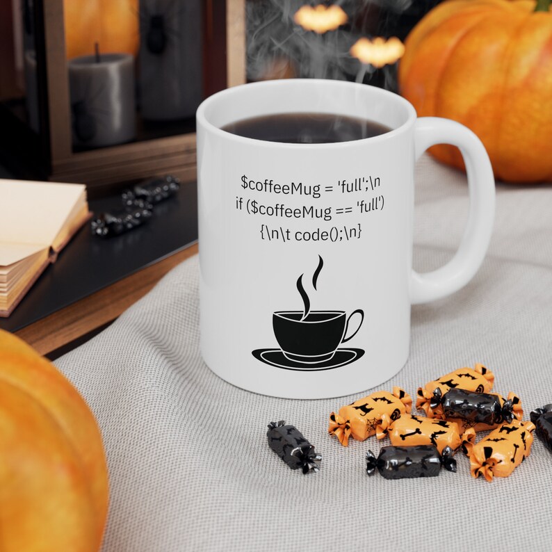Caneca de cerâmica de 325ml (11oz) para programação PHP, presente ideal para desenvolvedores de software. imagem 3