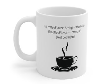 Kotlin Code Coffee Mug, Software Developer Gift, 11oz Ceramic Mug