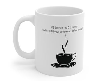 Mug en céramique à code coquillage, cadeau pour développeur de logiciels