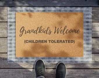 Grandkids Welcome Coir Doormat, Funny Grandparent Gift