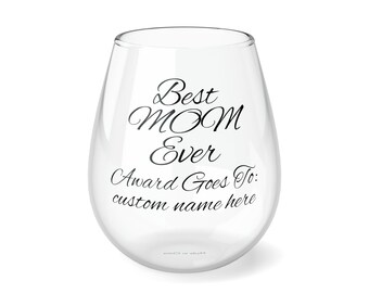 Personalisierte beste Mama aller Zeiten Weinglas Benutzerdefinierte Name Muttertagsgeschenk Individuelles Muttertagsgeschenk für Mama Stemless Weinglas, 11,75 Unzen