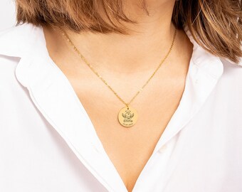 Personalisierte Baby Geburt Halskette - Edelstahl, individuell graviert