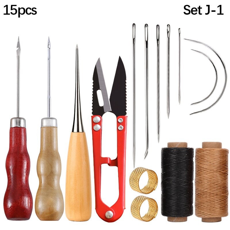 28 Piece Leather Sewing Kit, Leather Work Kit With Big Eye Sewing Needles,  Waxing Thread, Leather Upholstery Repair Kit 