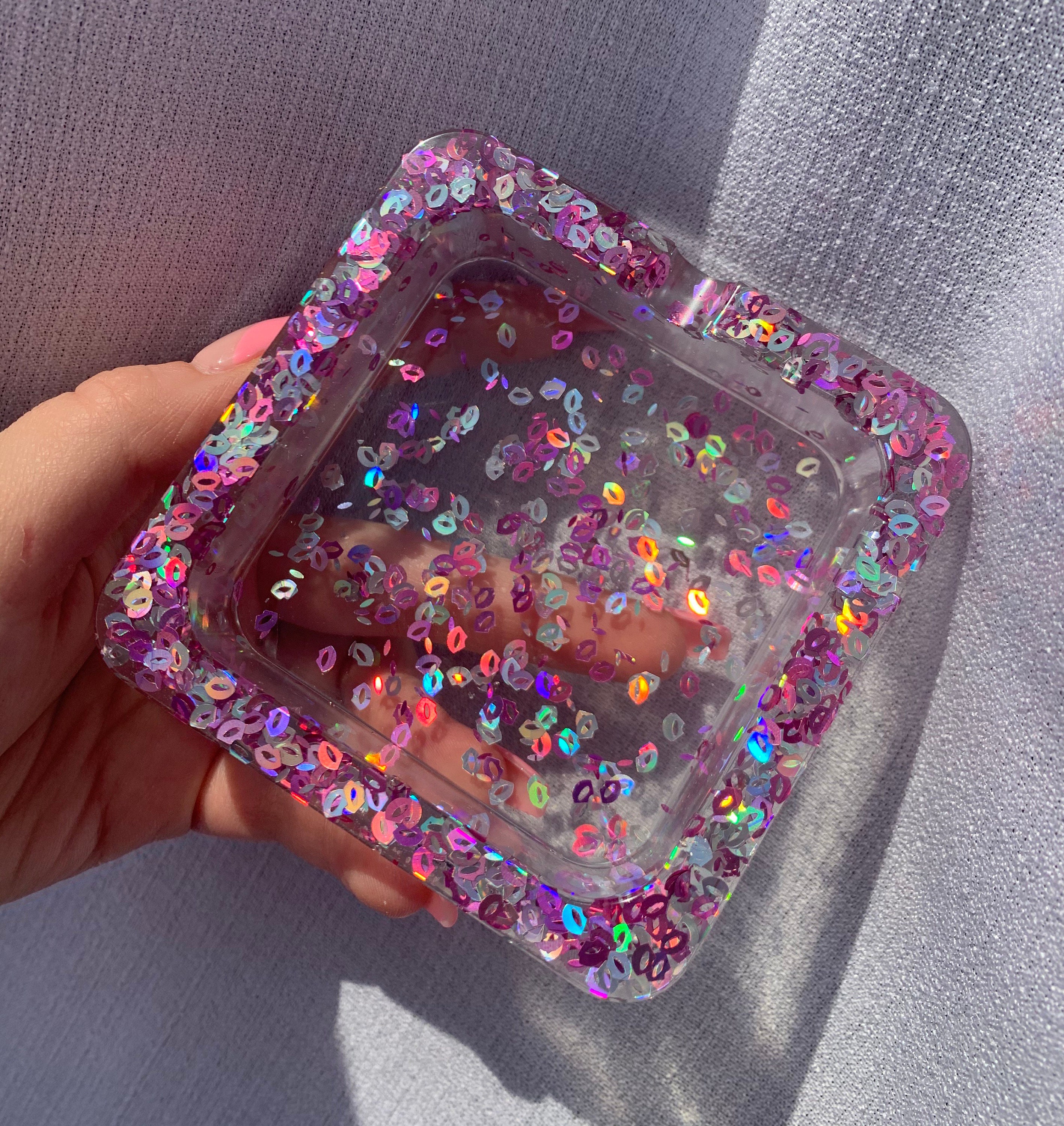 Pink resin ash tray jewelry dish Etsy