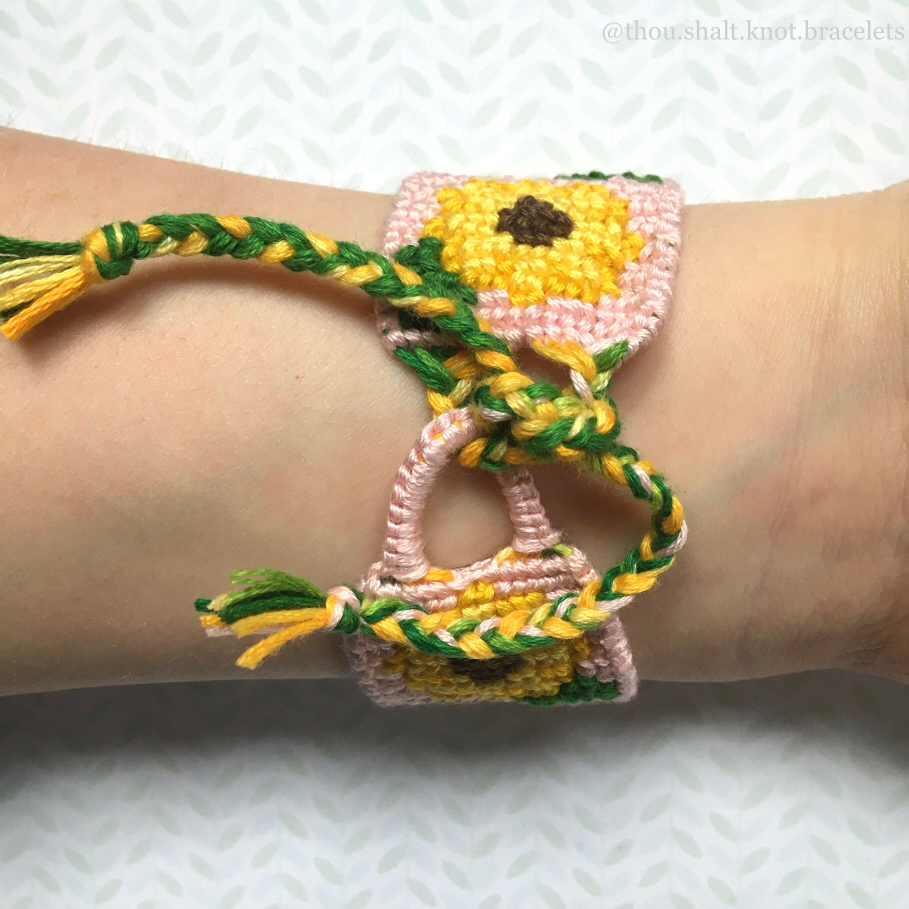 Knotted repeaing sunflower pattern friendship bracelet wth Etsy