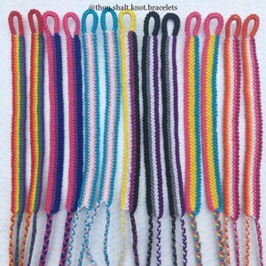 Knotted Pride Flag Bracelets with braided ties- rainbow lgbtq stripe pattern handmade jewelry