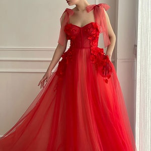 Red Vintage Fairy Corset Dressa Line Sweetheart Long Tulle - Etsy