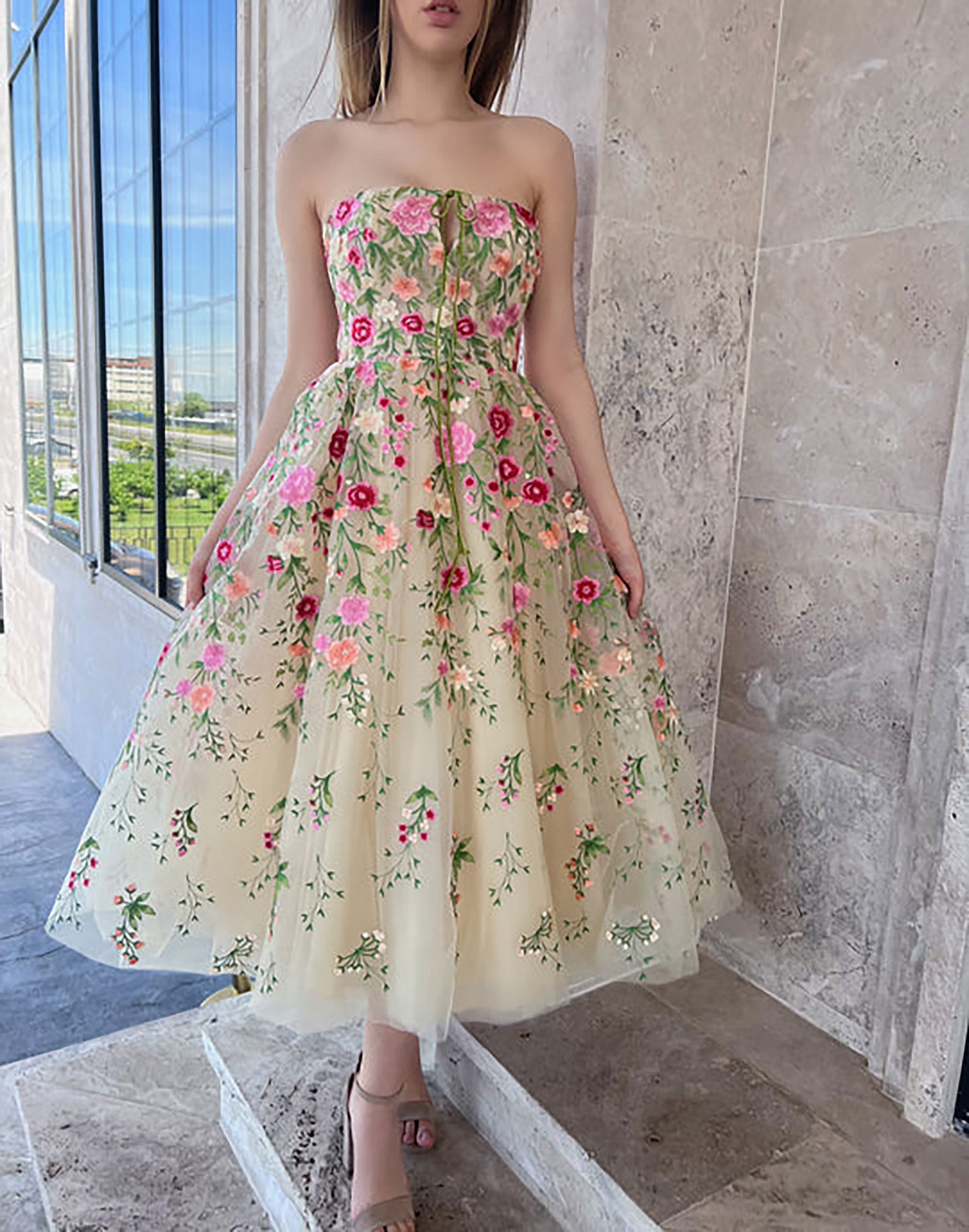 Flower Fairy Lace Dress A Line Embroidery Lace Prom Dress - Etsy