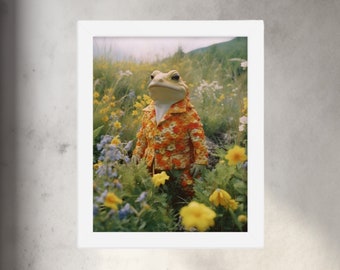 8x10 Framed Print - Floral Toad