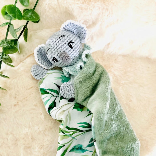 Doudou koala lange au crochet. Doudou souple lange koala cadeau de naissance , peluche koala doudou tissu doudou crochet doudou mouchoir.