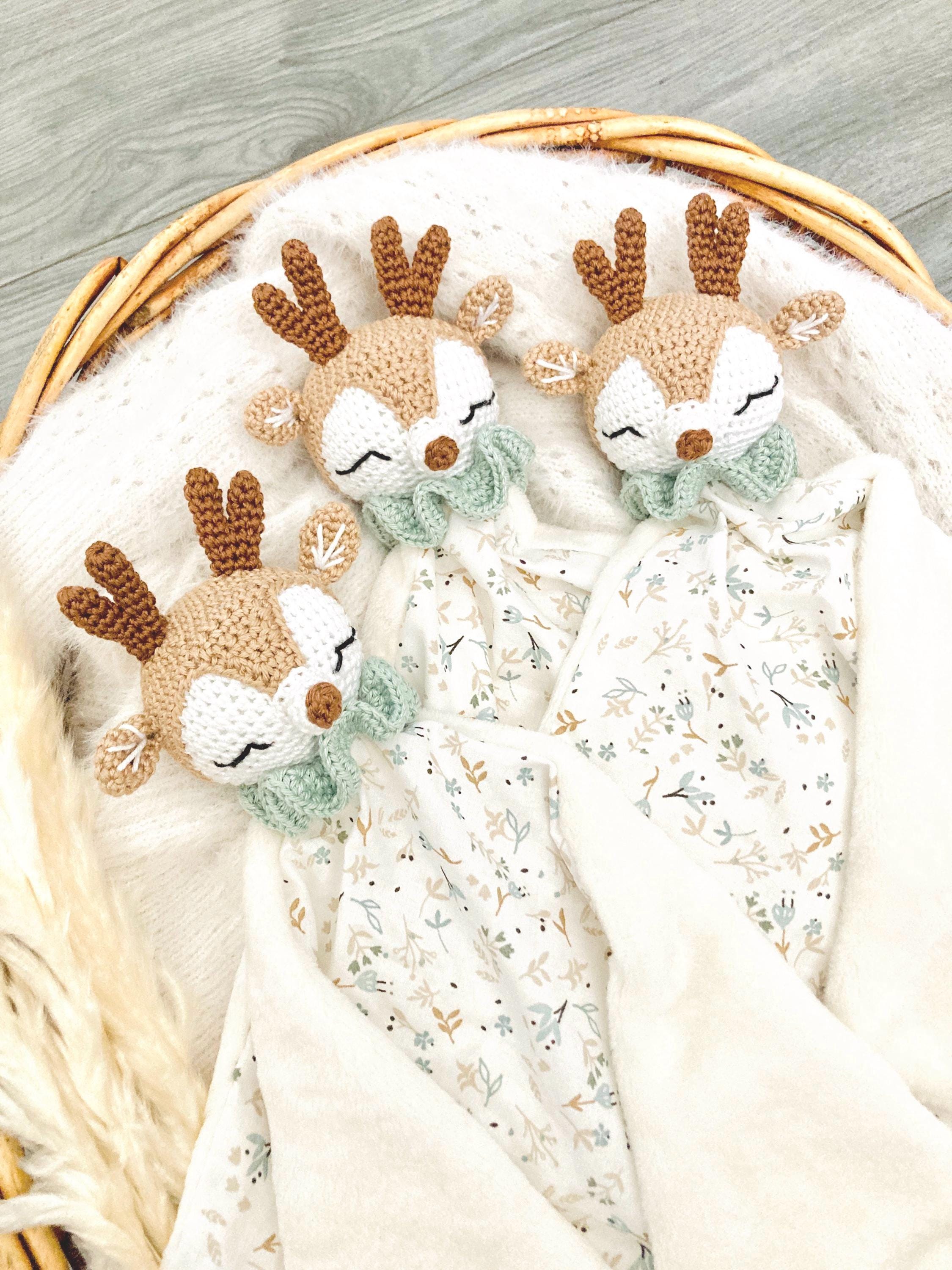 Crocheted Animal Head Baby Blanket, Choice of Fabrics, Forest