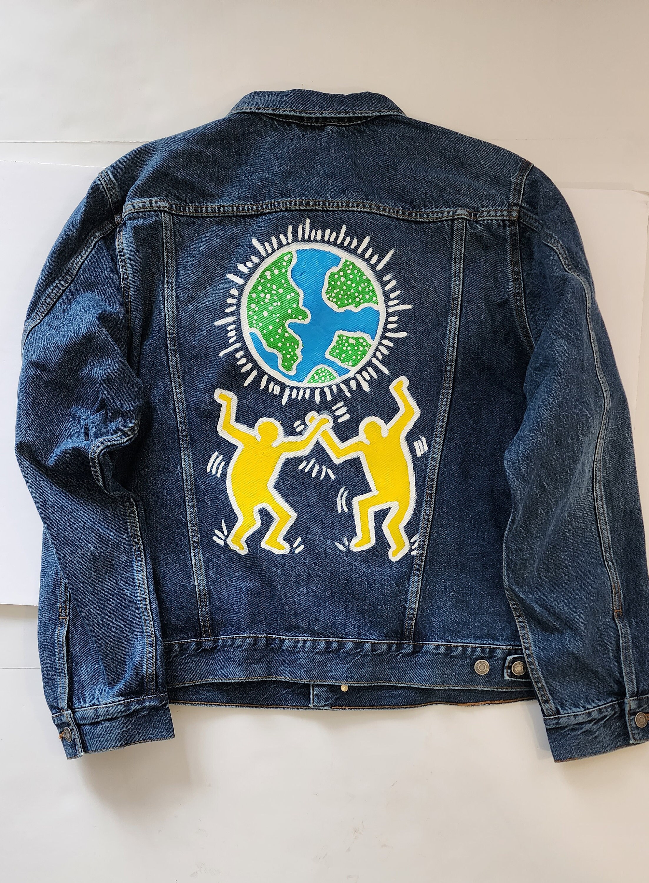 Keith Haring Hand painted Denim Jacket Etsy UK