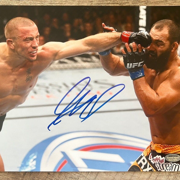 Georges St-Pierre firmó 8x10 Foto luchador de UFC autografiada SCHWARTZ COA