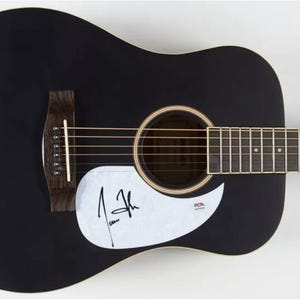JAMES Taylor Signed Full Size Black Acoustic Guitar Sweet Baby James PSA COA