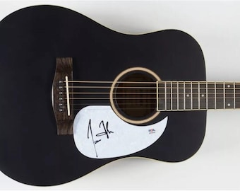 JAMES Taylor Signed Full Size Black Acoustic Guitar Sweet Baby James PSA COA