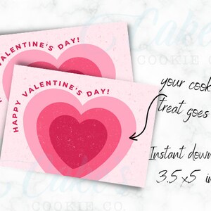 3.5x5 Modern Happy Valentine's Day - Cookie Card - instant download, printable, Valentine's Cookie Card, printable valentine card