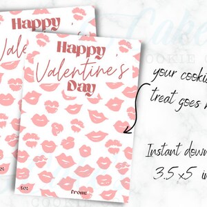 3.5x5 Happy Valentine&#39;s Day - Cookie Card - instant download, printable, Valentine&#39;s Cookie Card, printable valentine card