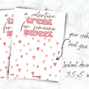 3.5x5 Valentine Treat For Someone Sweet - Cookie Card - download instantâneo, para impressão, Valentine's Cookie Card, imprimível cartão de dia dos namorados