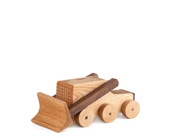 Wooden Bulldozer Toy, Farm Vehicle Toy For Toddlers|Push Toys|Natural Toy Gift For Kid|Waldorf Toys|Baby Shower Birthday Gift