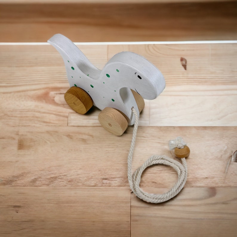 Wooden Dino Toy Pull Along Toy for Kids Push and Pull Toy Etsy