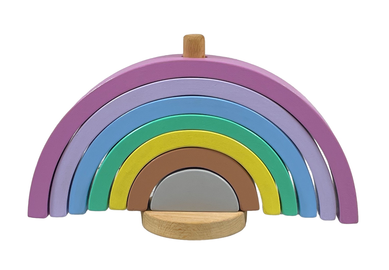Wooden Rainbow Stacking Toy Set 7 Pieces Stacker Blocks Waldorf and ...