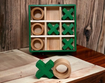 Wooden Tic Tac Toe Game - Classic Brain Teaser XO Board Game for 2 Players - Perfect Gift for Family Fun and Travel - Sustainable Materials