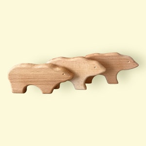 Handcrafted Wooden Bear Family Toy Adorable Souvenir for Nature Lovers and Collectors. Perfect for Home Decor image 10