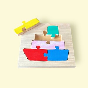 Wooden Boat Puzzle for Little Kids Fun and Educational Toy for Toddlers Perfect for Developing Fine Motor Skills and Imagination image 7