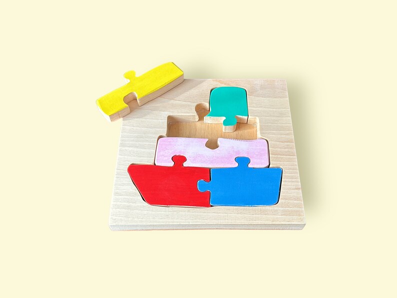 Wooden Boat Puzzle for Little Kids Fun and Educational Toy for Toddlers Perfect for Developing Fine Motor Skills and Imagination image 7