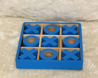 Tic Tac Toe Tabletop Game Set, Wooden XOXO 2 Player Party Game, Handmade Wooden Indoor Outdoor Classic Game Set, Coffee Table Decor