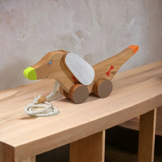 Pull Along Dog First Birthday Gift Wooden Sausage Dog Toy Best Wooden Toys for Toddlers Etsy