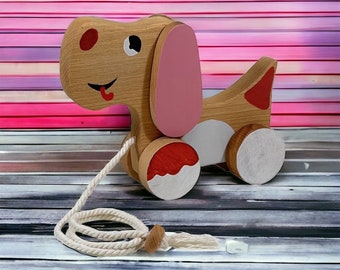 Wooden Dog Toy, Pull Along Dog for Kids, Gifts for Toddlers, Wooden Pull Toy Puppy, Birthday Gift, Christmas Gift