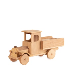 Wooden Cargo Truck Toy with Blocks for Your Toddler, Push And Pull Toy for Kids Montessori Car for babies, Handmade Wood Educational Gift image 1