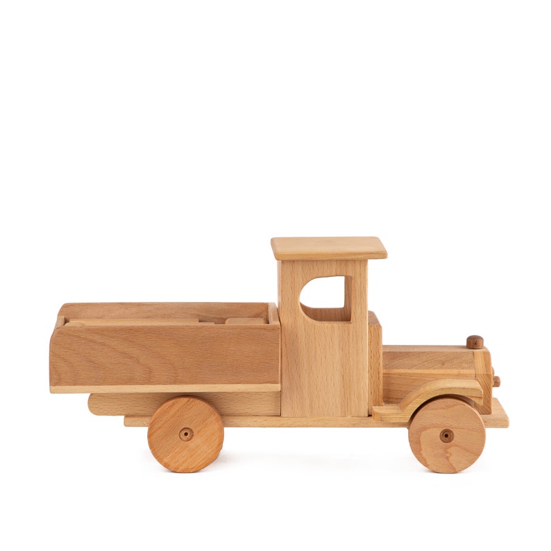 Wooden Cargo Truck Toy with Blocks for Your Toddler, Push And Pull Toy for Kids Montessori Car for babies, Handmade Wood Educational Gift image 4