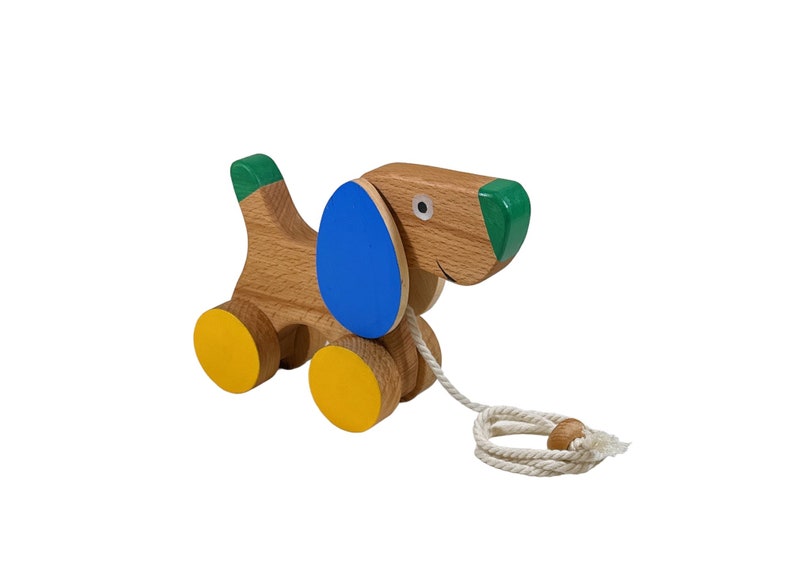 Cute Wooden Pull Along Toy Puppy Perfect 1st Birthday Gift Eco-Friendly Toddler Push and Pull Toy Dog Interactive and Safe Toy image 7