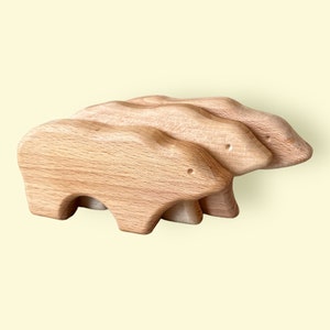 Handcrafted Wooden Bear Family Toy Adorable Souvenir for Nature Lovers and Collectors. Perfect for Home Decor image 2