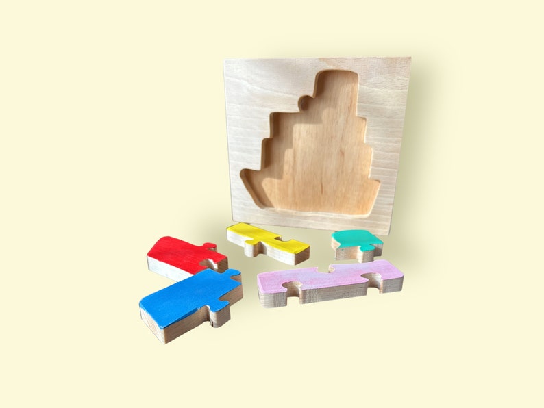 Wooden Boat Puzzle for Little Kids Fun and Educational Toy for Toddlers Perfect for Developing Fine Motor Skills and Imagination image 4